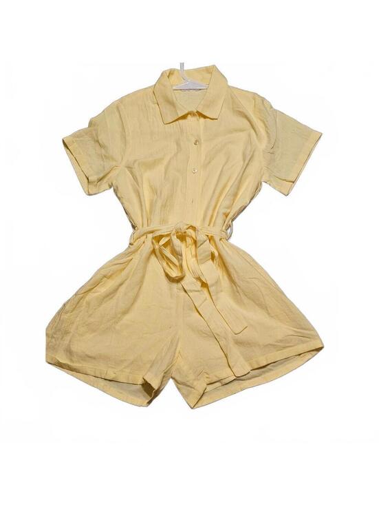 Pink Lily Pants - Pink Lily CRAVING SUNSHINE YELLOW BUTTON UP ROMPER XS